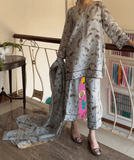 Feather Print with Rose Buds