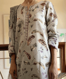 Feather Print with Rose Buds