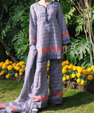 Indigo Ikat Roses (Unstitched)