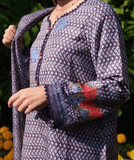 Indigo Ikat Roses (Unstitched)