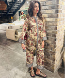 Toile Print with Red Roses