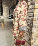 Toile Print with Red Roses